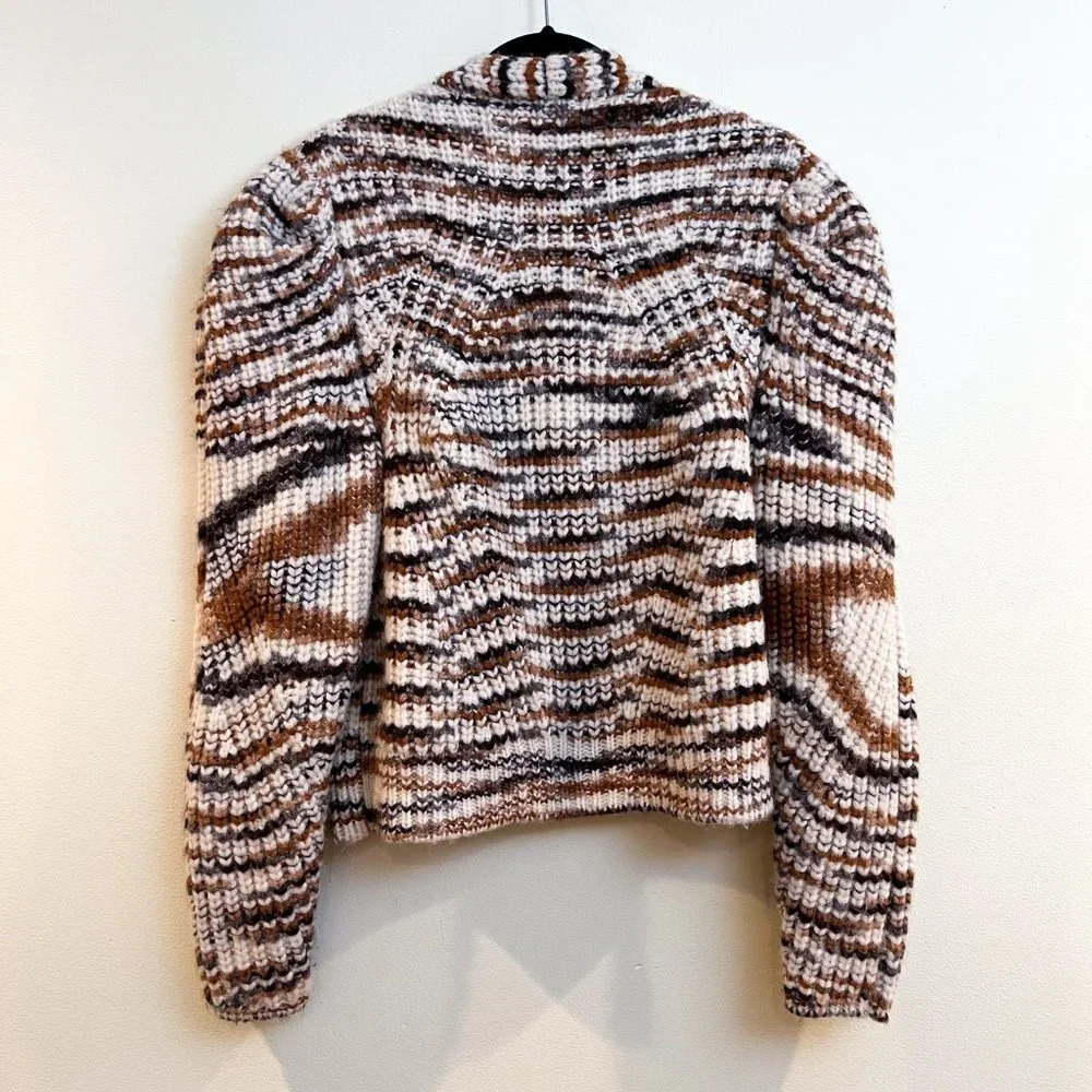 Ulla Johnson Greta Marled Alpaca Puff Sleeve Knit Striped Cardigan Sweater Small - Picture 14 of 14